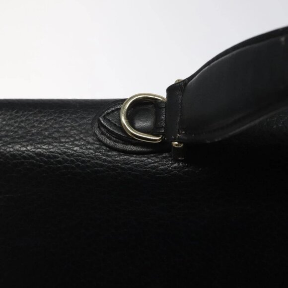 Burberrys Tote Bag Leather Black Gold Auth